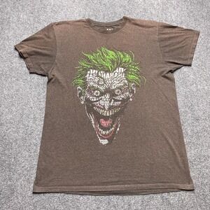 DC Comics Joker Graphic T-Shirt Mens XL Brown Short Sleeve Batman HAHA Print